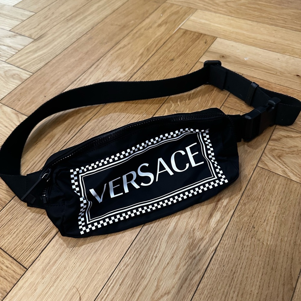 Versace Black and White Logo Bag